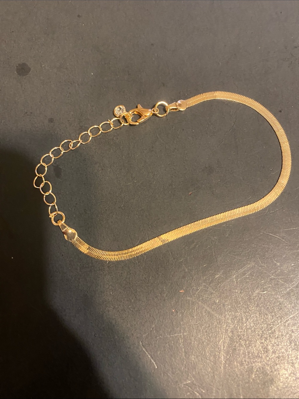 Fashion Jewelry Gold Tone Herringbone Bracelet with Adjustable Chain